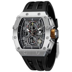 TSAR BOMBA Mens Watches Luxury Tonneau Watches for Men Waterproof 50M Analog Watch Chronograph Calendar Date Men’s Dress Business Work Watch Diver Large Square Face Wristwatch