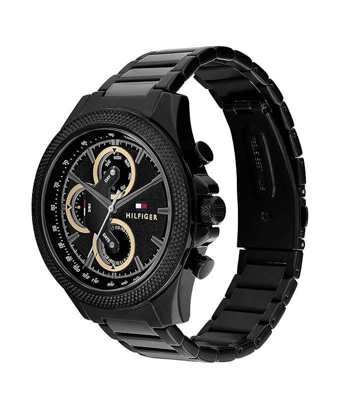 Tommy Hilfiger Quartz Multifunction Black dial Stainless Steel Strap Watch for Men-TH1792081 - Image 4