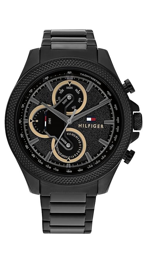 Tommy Hilfiger Quartz Multifunction Black dial Stainless Steel Strap Watch for Men-TH1792081