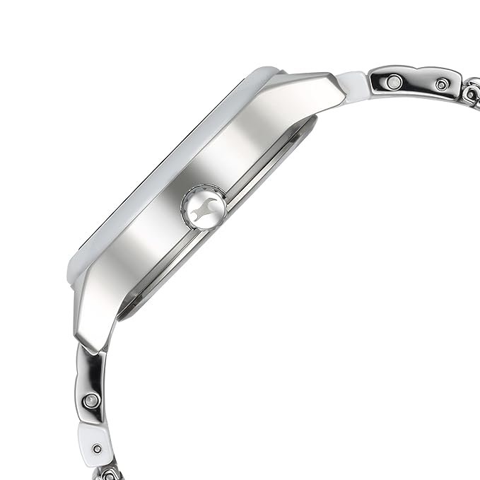 Fastrack Cerame Quartz Multifunction Silver Dial Silver Steel & Ceramic Strap Watch for Girls - 6294KD02 - Image 4