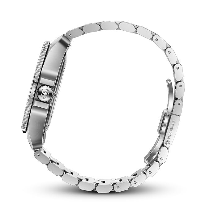 Victorinox Stainless Steel Journey 1884, Automatic Swiss Made Men's Analog Watch, Green Dial, 43 Mm, Water Resistant Up To 200 M, Sellita Sw 200-1 Movement, Wrist Watch For Men | 242015,Silver Band - Image 3