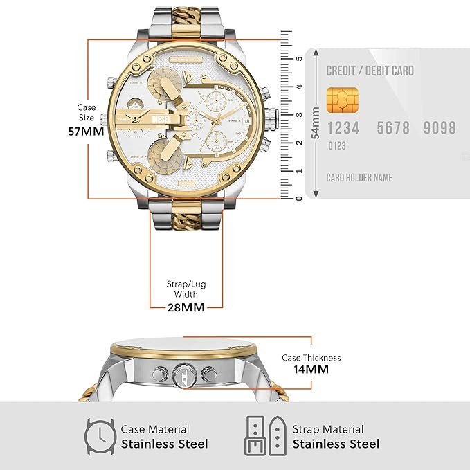 Diesel Mr. Daddy 2 Multicolor Quartz Stainless Steel Watch Dz7486, Chronograph, Men - Image 7