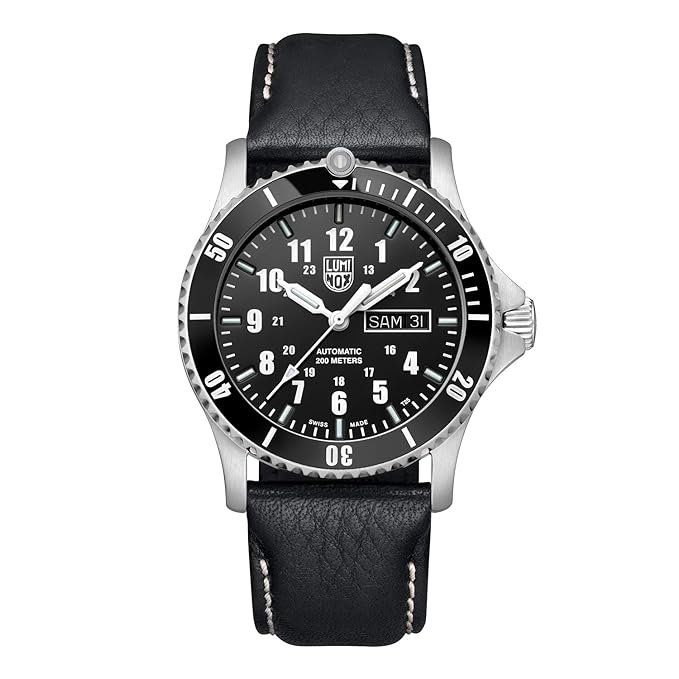 Luminox Leather Sea Day-Date Analog Dial Color Black Men Watch - Xs.0921, Black Band