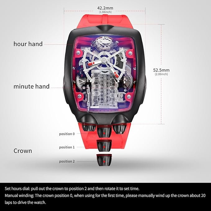 FEICE Watches for Men Automatic Skeleton Watch Waterproof Mineral Glass Japanese Movement Supercar Wristwatch Anti Shock Business Tourbillon FM666 - Image 5